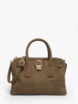 Sac Port� Main S Equestre Croco Cuir Etrier Marron equestre croco EEQC142S